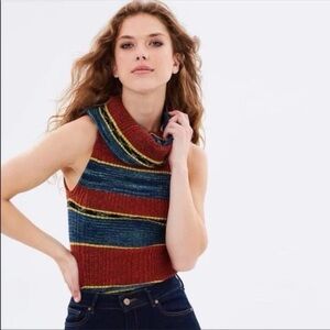 Free People Carly Sweater Top | Cowl Neck Off Shoulder Sleeveless Knit XS